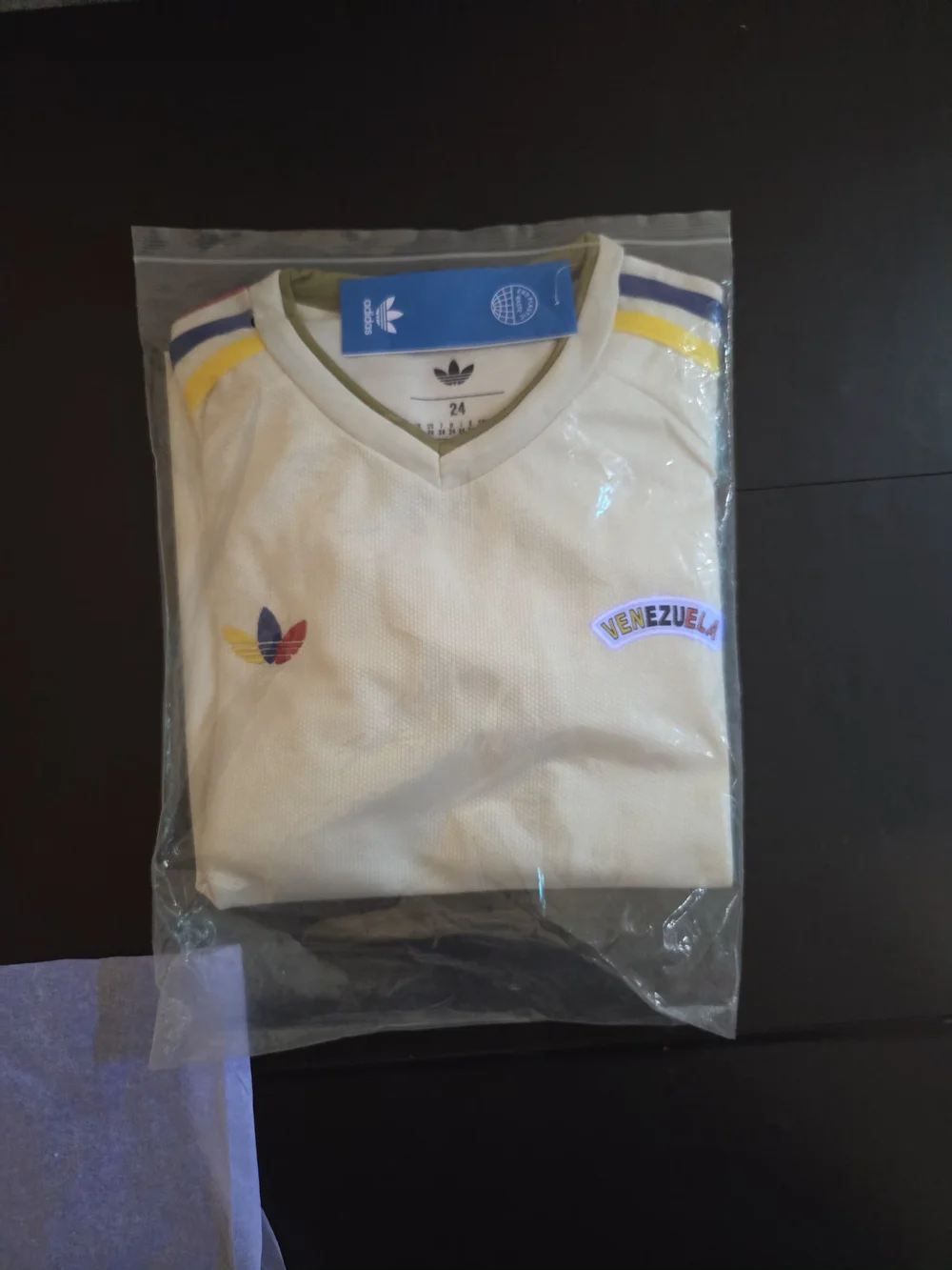 Adidas Kids Venezuela Tee & Shorts Set - Cream with Tricolor Stripes